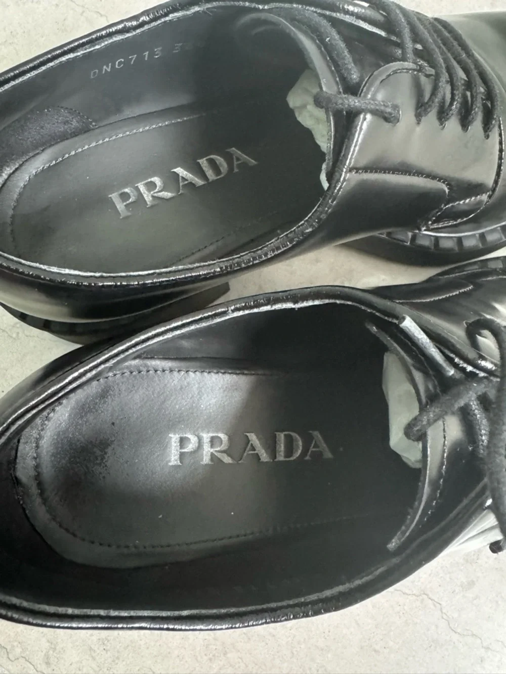 Prada Black Leather Derby Shoes size 36.5 with box - Picture 7 of 17
